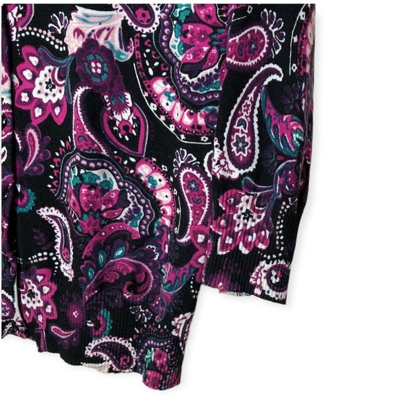 Grace Elements Silk Blend Cardigan Sweater Paisley Womens Lg - Picture 4 of 5